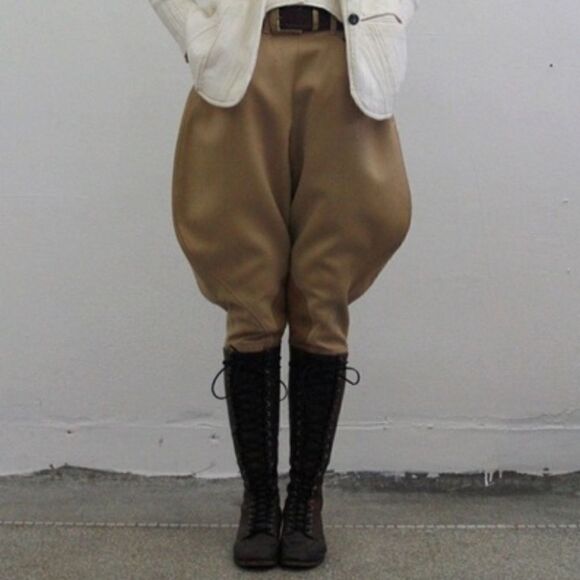 Polo Ralph Lauren Other - Polo Ralph Lauren ~ Vintage Tan Wool Twill Leather Knee Patch Riding Breeches